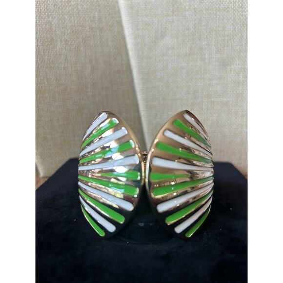 Sequin Nordstrom Multicolor Gold Tone Statement Enamel Bangle Bracelet #596 - Picture 1 of 3